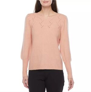 NWOT Liz Clairborne Boat Neck Long Sleeve Rose Quartz Pullover Sweater